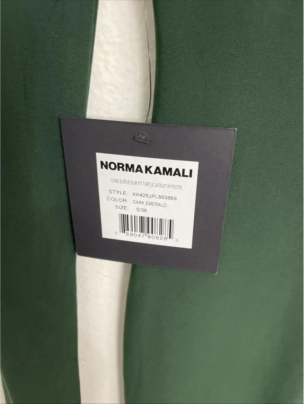 Norma Kamali Slim Fit Turtle Catsuit With Footsie in green S NWT $200 - Picture 7 of 10